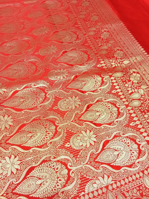 Black Banarasi Silk Saree with Red Border and Golden Zari Work