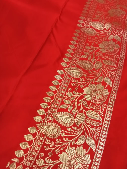 Black Banarasi Silk Saree with Red Border and Golden Zari Work