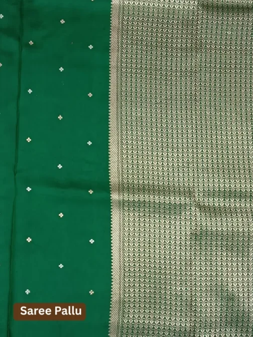 100% Pure Silk Deep Forest Green Banarasi Saree
