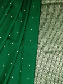 100% Pure Silk Deep Forest Green Banarasi Saree