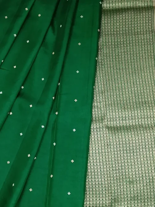 100% Pure Silk Deep Forest Green Banarasi Saree