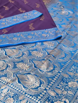 Dual Tone Royal Blue Banarasi Saree