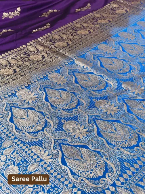 Dual Tone Royal Blue Banarasi Saree