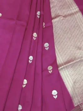 100% Pure Silk Rani Magenta Banarasi Saree | Handloom Wedding Saree
