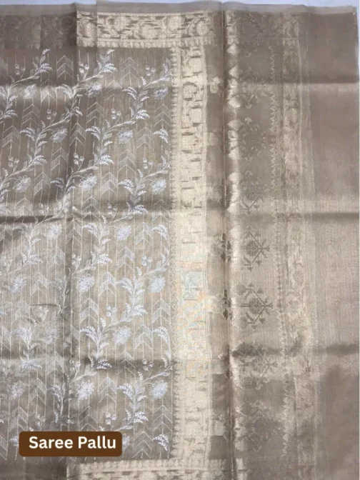 Stone Grey Banarasi Silk Saree