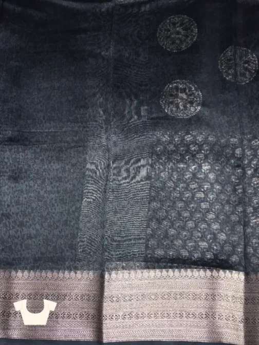 Black Chanderi Silk Saree with Golden Zari Border | The Saree Shop