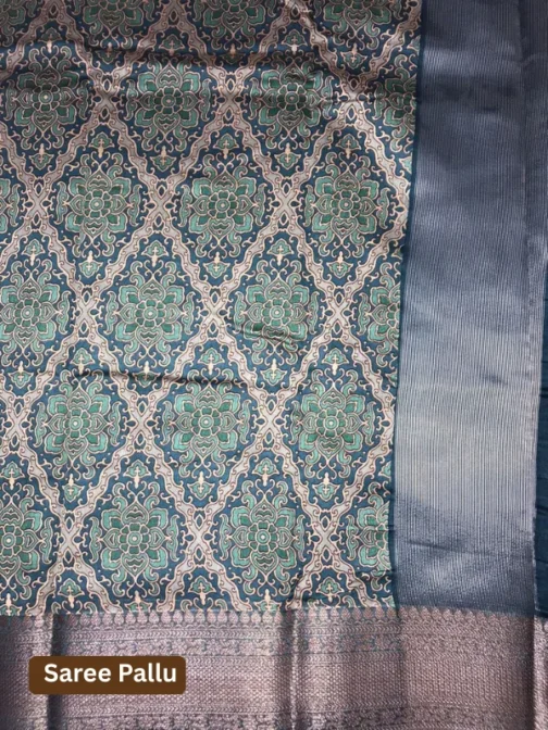 Muted Sea Green Banarasi Silk Saree