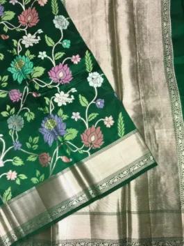 Royal Green Banarasi Silk Saree with Golden Zari