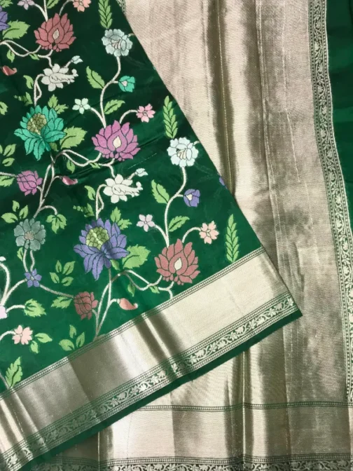 Royal Green Banarasi Silk Saree with Golden Zari
