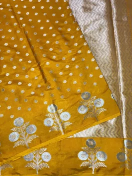 Antique Gold Banarasi Silk Saree with Zari Work