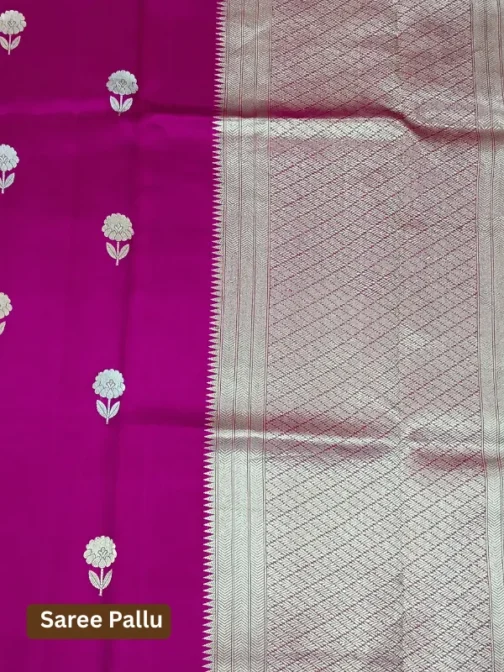 100% Pure Silk Rani Magenta Banarasi Saree | Handloom Wedding Saree