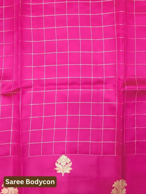 Bright Rose Pink Banarasi Saree – 100% Pure Silk