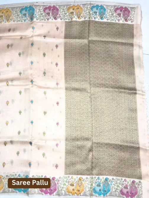 Pastel Peach Chanderi Meenakari Saree
