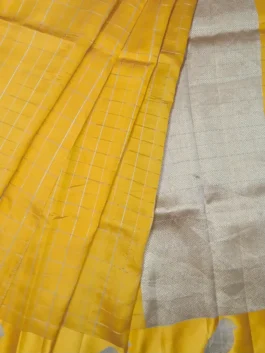 100% Pure Silk Mustard Gold Banarasi Saree | Handloom Wedding Saree