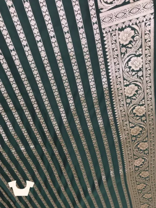 Deep Green Satin Silk Banarasi Saree