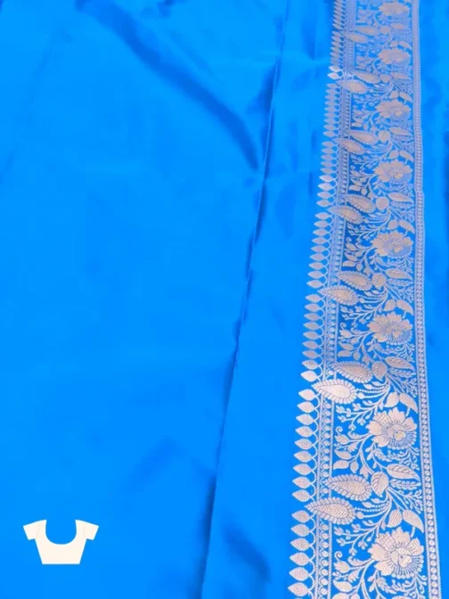 Rani Pink & Royal Blue Satin Banarasi Saree with Jal Work & Zari Weave