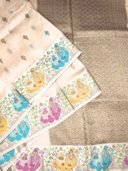 Pastel Peach Chanderi Meenakari Saree
