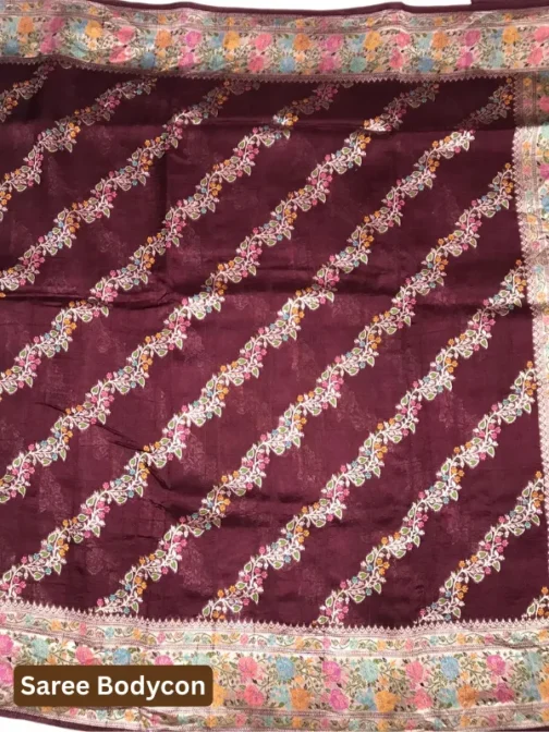 Luxury Chanderi Meenakari Saree in Deep Maroon