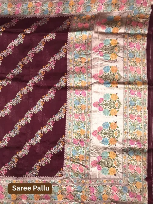 Luxury Chanderi Meenakari Saree in Deep Maroon