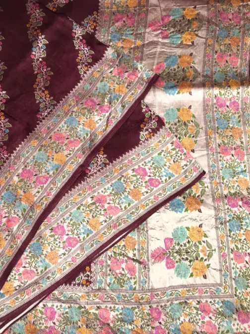 Luxury Chanderi Meenakari Saree in Deep Maroon
