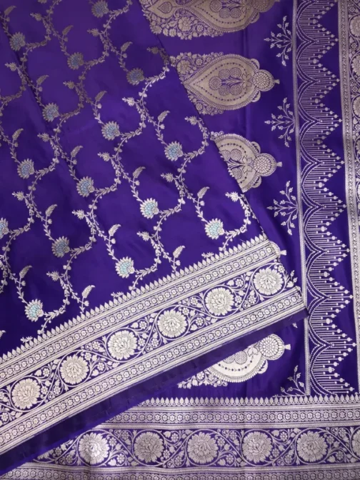 Royal Purple Satin Silk Saree | Elegant Banarasi Saree 2025