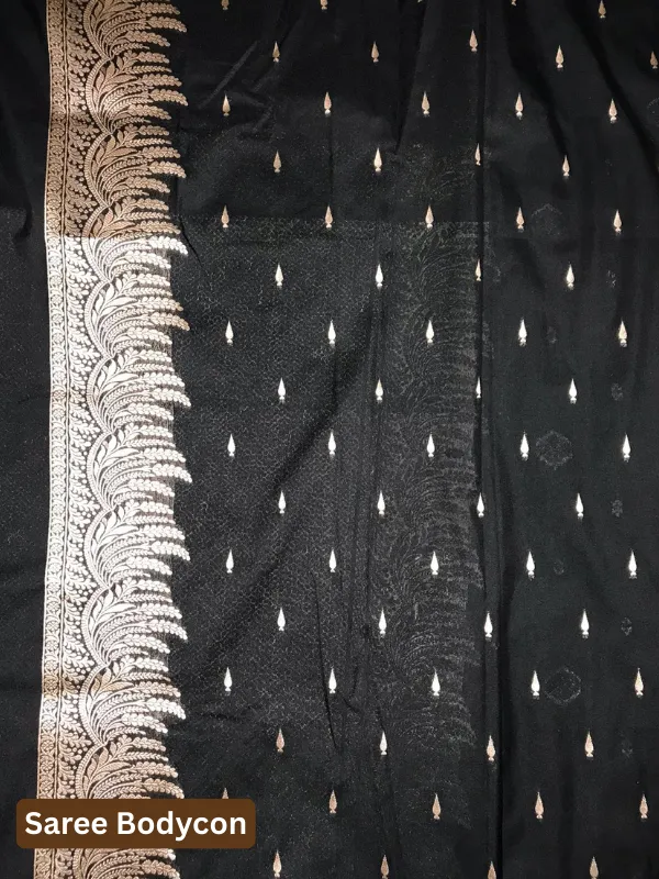 Black Satin Silk Saree | Elegant Wedding & Festive Saree 2025