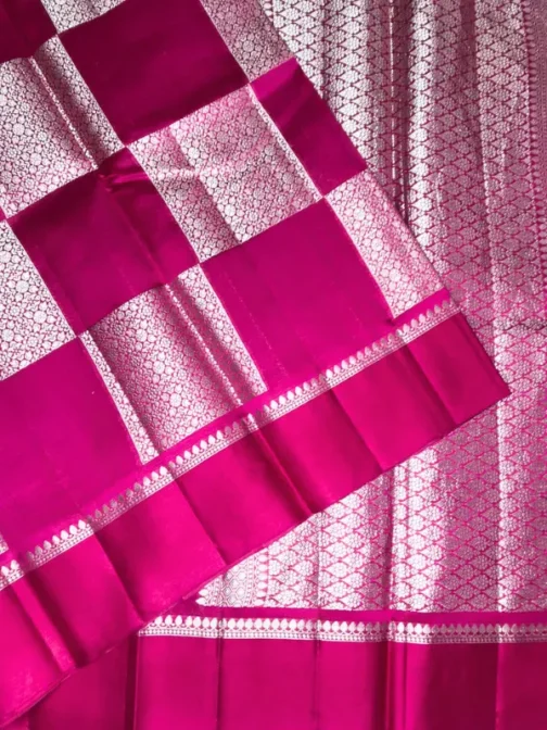 Rani Pink Silk Saree with Zari Border | Bridal & Festive Wear Saree
