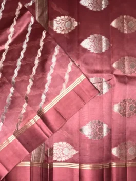 Dusty Rose Pink Silk Saree with Zari Detailing | Elegant Wedding & Festive Saree