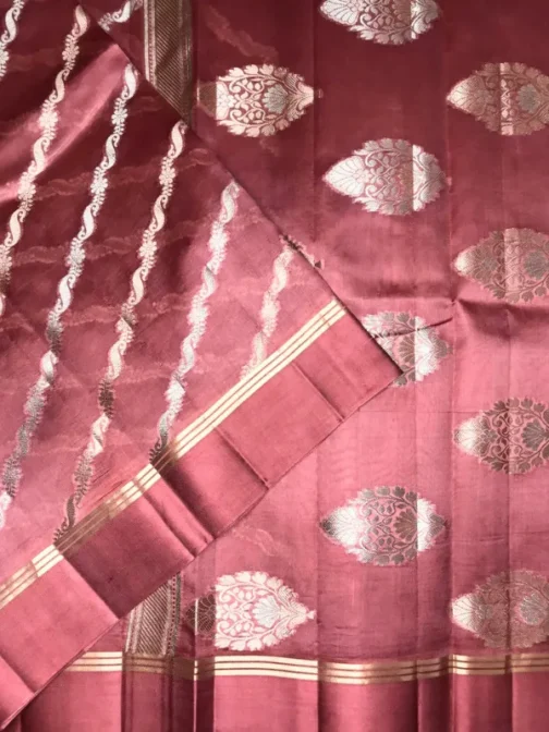 Dusty Rose Pink Silk Saree with Zari Detailing | Elegant Wedding & Festive Saree