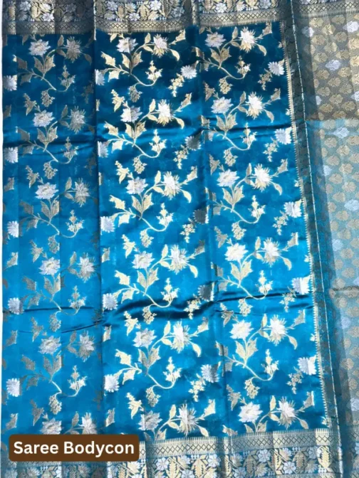 Peacock Blue Silk Saree with Zari Border | Royal Festive & Wedding Wear Saree