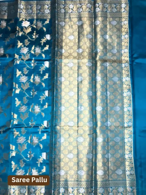 Peacock Blue Silk Saree with Zari Border | Royal Festive & Wedding Wear Saree