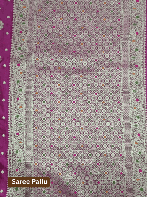 Magenta Satin Banarasi Meenakari Saree with Intricate Zari