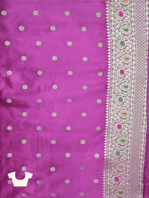 Magenta Satin Banarasi Meenakari Saree with Intricate Zari