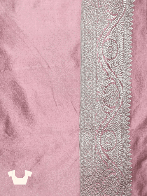 Dusty Rose Satin Banarasi Saree with Jal Work & Zari Motifs