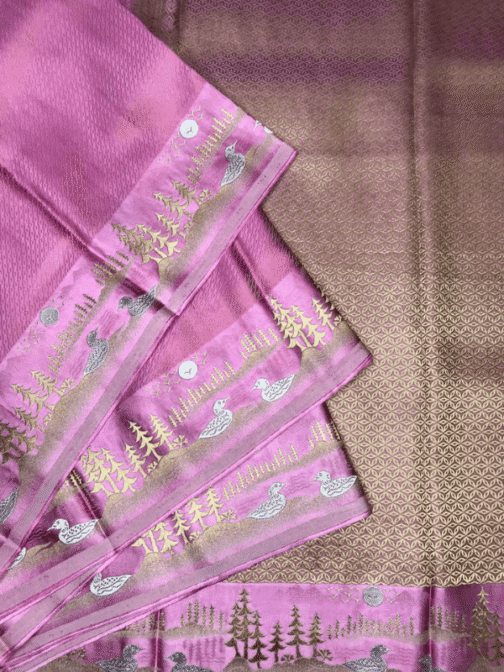 Rose Pink Satin Silk Saree | Elegant Banarasi Saree 2025